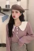 Cute Cardigans for Women Lace Peter Pan Collar Casual Knit Jackets Button Up Outwear Sweaters 210519