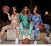 Women Jumpsuits Nightwear Playsuit Workout Button Bodysuit Skinny Print long sleeve V-neck Onesies Plus Size Rompers LY823