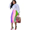 Tie Dye Taille Haute Taille Élastique Jupe Crayon Femmes Été Streetwear Bureau Stretch Midi Jupe Longueur De Mollet Longue Jupe Moulante X0428