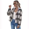 Mode Loose Plaid Hooded Jacka För Kvinnor Höst Vinter Casual Jackor Kvinnor Striped Coats Kvinna Top Full 210508