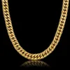 Men's Gold Necklace, Stainless Steel Chain, Gold, 14mm Thick Gourd, Cuban Men's Chain, Hip-hop Jewelry, Wholesale Q0809