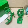 Messia estrella sandalias azul-verde espiral zapatos de moda decorativos ocio multifuncional altura del talón 8.5 cm suela de cuero real diseñador cordón marco 35-42