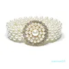 Chaîne de taille élastique incrustée de diamants pour femmes, ceinture large élastique décorative de perles incrustées de diamants