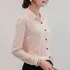 BIBOYAMALL White Blouse Women Chiffon Office Career Shirts Tops Fashion Casual Long Sleeve Blouses Femme Blusa 220119