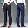 Autumn Winter Jeans Men Cotton Stretch Business Casual Blue Black Business Straight Trousers Male Plus Size 29-38 40 211011