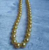 9-10mm Golden Natural Pearl Beaded Necklace 20Inch Women's Gift Bridal Jewelry