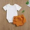 0-18M Summer born Infant Baby Boy Clothes Set Cute Rainbow Short Sleeve Romper Shorts Outfits 210515