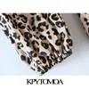 Mini abito pieghettato con stampa leopardata moda donna elegante O collo manica lunga abiti femminili abiti Mujer 210420