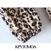 Kadın Chic Moda Leopar Baskı Pileli Mini Elbise O Boyun Uzun Kollu Kadın Elbiseler Vestidos Mujer 210420