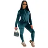 Women's Two Piece Pants Velvet Tracksuit Zipper Long Sleeve Tops Suit Female 2021 Autumn Casual Lady Fitness Sportswear Sets