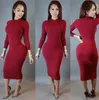 Sexiga Party Dresses Women Slim Pencil Dress Ladies Evening Party Nattklubb Bandage Klänning Långärmad Casual Klänningar Kvinnor Kläder