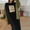 Cotton Tops Plus Size 7xl 6xl 5xl 4 Xxxl Black Maxi T Shirt Dress Women Summer Party Vintage Straight Casual Double Slit Dresses 210331