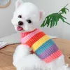 Cute Rainbow Color Pies Sweter Cat Puppy Small Dog Odzież Zima Zwierzęta Odzież Yorkie Pomorskie Schnauzer Pudel Kostium Płaszcz 211007