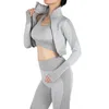 Womens tracksuits 요가 3 피스 슈트 높은 허리 실행 반바지 색상 일치 강력한 스트레치 나일론 긴 바지 브래지어 세트 레이디 피트니스 원활한 힙합 리프팅 레깅스