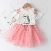 Clothing Sets Girls Clothes Summer Kids Casual Style pattern T-Shirtanddress 2Pcs For Children dress