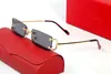 Lunettes de soleil 2023 Rouge Mens Designer Rectangle Lunettes de soleil Femmes Rectangle Carti Oversize Lunettes de soleil Femme Sans cadre Big Frame Shades Gold Panther Lady Uv400 CA7M