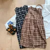 Girls Summer sleeveless plaid bodysuits baby girl cool wide leg overalls 1-7Y 210508