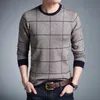 New Designer Pullover Plaid Men Cotton Sweater Thick Winter Warm Jersey Knitted Sweaters Mens Wear Slim Fit Knitwear