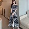 Drukuj Szyfonowa Sukienka Kobiety Boho Slash Neck Krótki Rękaw Panie Vestidos Summer Eleganckie Slim Wakacje Maxi Dresses 210519