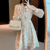 Women Summer Print Floral Midi Dress Vintage Franch Style Female Strapless Party Dress Casual Holiday Lady Boho Vestido 210514