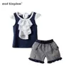 Conjunto de pantalones cortos de verano a rayas con volantes de moda para niñas de Mudkingdom 210615