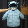 Erkek Ceket Kış Coat Çocuk Ceketler Bebek Kalın Uzun Giyim Çocuklar Sıcak Giyim Kapşonlu Ceket Snowsuit Palto Kız Giysileri H0909