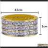 Cluster smyckenDesigner Luxury 18K Gold Cz Cubic Zirconia Iced Out Ring Band Full Diamond Hip Hop Rapper Matchande Ringar Smycken Gåvor för LOV