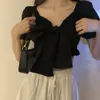 Summer women's blouse Korean Style Butterfly Black shirt women outwear Short sleeve tops (N0067 210423