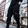 Hip Hop Joggers Męskie Czarne Spodnie Harem Multi Pocket Wstążki Męskie Spodnie Sportowe Streetwear Cargo Spodnie Mężczyźni Japońska Streetwear 211008