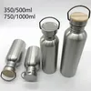 Portable Stainless Steel Water Bottle with handle 1000ml/500ml/350ml Sports Flasks Travel Cycling Hiking Camping A Free 220217