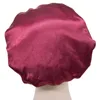 Femmes fille couleur unie Satin Bonnet chapeau de nuit casquettes de sommeil couvre-chef de bain soins des cheveux bonnet élastique