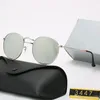 2022 Klasik Tasarım Marka Yuvarlak Güneş Gözlüğü UV400 Gözlük Metal Altın Çerçeve Gözlük Erkek Kadın Ayna Cam Lens Sunglass Kutusu Ile