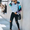 Denim Jacket Women Oversized Tie Dye Long Sleeve Patchwork Casual Coats and s Streetwear Fashion Jeans 210513