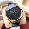 43mm Traditionnelle A21J Automatyczny Mens Watch Reserve Power Reserve Rose Gold White Dial Stick Markery Brązowy Skórzany Pasek Sporty Zegarki2 Style PureTime01 E150B2