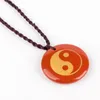 Engrave Taoist Taiji YinYang Fish Pattern Pendant Necklace Natural Crystal Stone Reiki Healing Jewelry Men's and Women's Charm Drop Necklaces