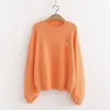 Höst Vinter Kvinnor Casual Sweater Pullovers Lemonfrukt Broderi Jumpers Japanska Gul Stickad Top 210430