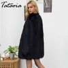 Tataria Abrigo de piel de invierno para mujer Mujer de manga larga Faux Mujeres S-3XL Chaqueta de talla grande Teddy cálido 210514