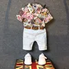 Garçon 1-5 ans vêtements bébé garçons chemises à fleurs avec coton pantalons courts enfants mode Gentleman tenues d'été ensembles décontractés vêtements 2 pièces/lot