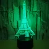 Colorful Eiffel Tower 3D Night Light Creative Vision Stereo LED Touch Switch Desk Lamp Gradient Holiday Lights Christmas Gift