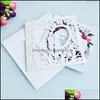 Evento de saudação Festive Festive Supplies Home GardenGreeting Cartões Laser Hollow Wedding Invitation Groom Noivo Milk White Card Love Sweet Mar Mar