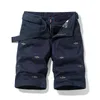 Summer Men Solid Color Embroidery Pattern Cargo Shorts Cotton Beach Casual Bermuda Overalls Pocket Decoration 210714