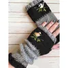 Fünf-Finger-Handschuhe Lugentolo bestickt Damen Herbst Winter Fahion Handgelenkmanschetten fingerlos