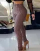 Pantaloni da donna Capris Spot 2021 Collant a quadri autunnali Casual Elegant Daily Office Matita a vita alta