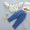 子供の赤ちゃんの女の子の服セットヒョウハートプリント長袖プルオーバートップスレザースカート