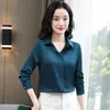 Mulheres de seda coreana camisas de manga comprida blusa superior plus tamanho mulher cetim branco elegante 3xl 210604