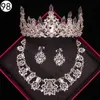 Bruiloft Sieraden Set Ketting en Oorbellen Crystal Crown Diademe Mariage Braeut Krone Accessoires Capelli Sposa Coroas Para Noiva H1022