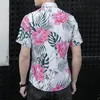 Mens Summer Beach Hawaiian Shirt Short Sleeve White Floral Shirts Men Casual Holiday Vacation Men Blouse Clothing Camisas 7XL 210412