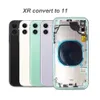 DIY 하우징 X XS와 같은 iPhone XR 용으로 변환 12 11 Pro Max 배터리 리어 커버 백 유리 중간 프레임 섀시 풀 하우징 어셈블리 312y