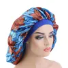Frauen Motorhaube Afrikanische Druck Satin Stoff Ankara Nacht Schlafkappe Elastische Breite Muslimische Turban Bandanas Headwear Haare Kopf Bands Wrap