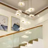 Nordique minimaliste restaurant lotus feuille pendentifs lampe salon vill grande hauteur duplex pendentif éclairage escaliers décor à la maison lumières